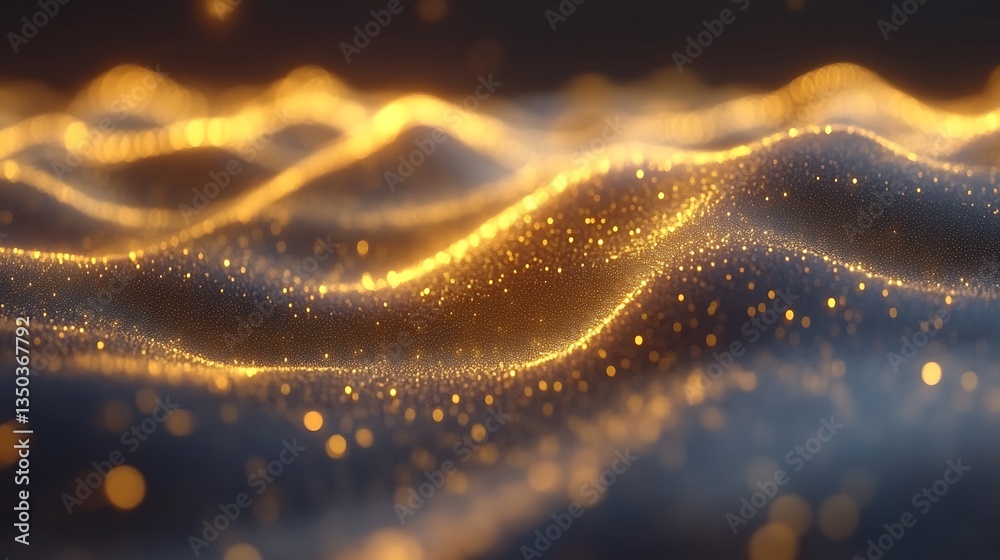 Abstract Golden Waves Background with Sparkles and Light Effects Abstract Golden Waves Background with Sparkles and Light Effects