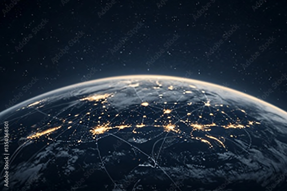 Obraz premium Global Network: Earth at Night.