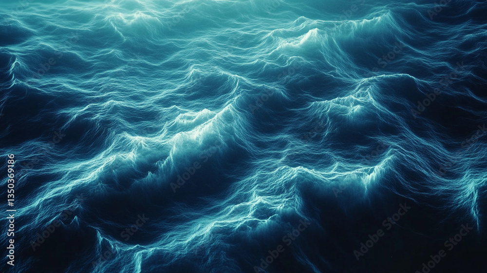 Obraz premium Serene ocean waves illuminated by soft light, creating a calming atmosphere in nature