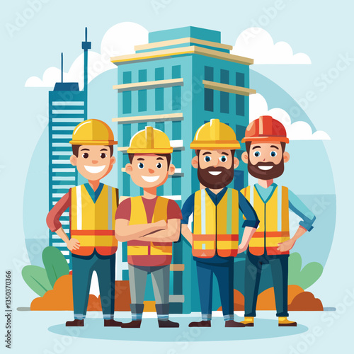 Construction Workers on a Cityscape