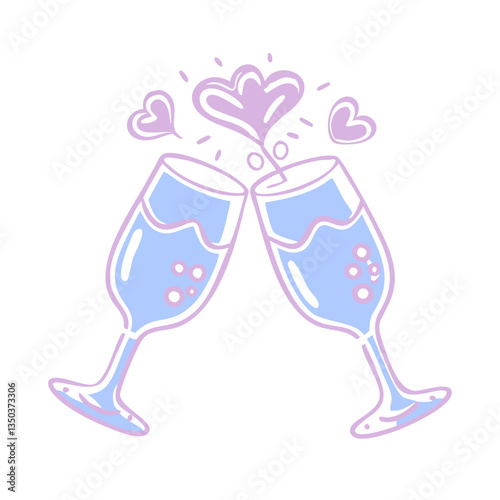 Wedding toast icon with clinking glasses, celebration concept