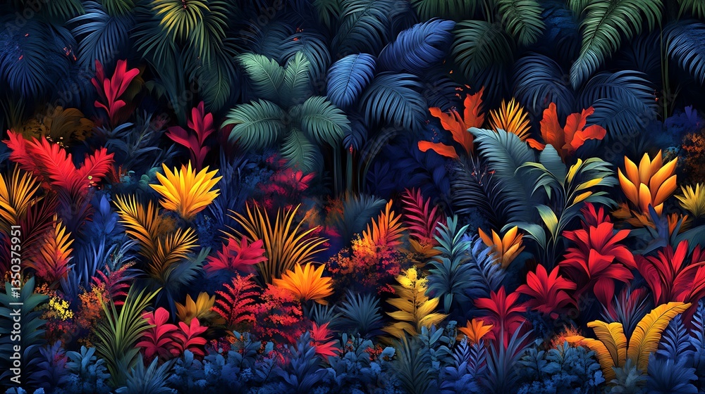 Vibrant Tropical Jungle Night.