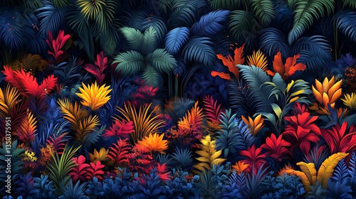 Obraz na płótnie Vibrant Tropical Jungle Night. w salonie