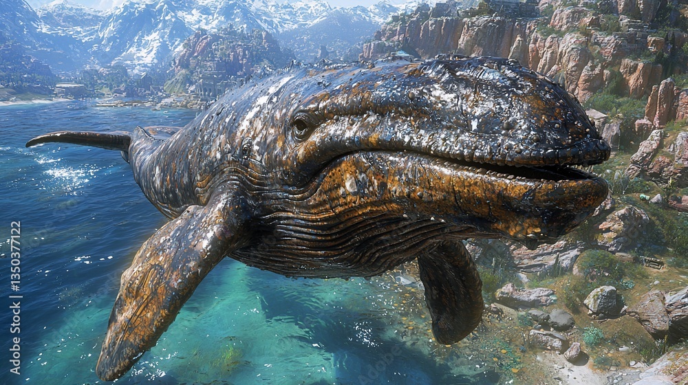 Fototapeta premium Majestic Whale Underwater Closeup