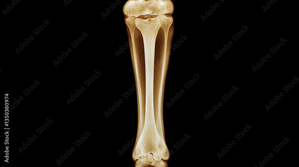 Xray image reveals the bones of a human lower leg Xray image reveals the bones of a human lower leg