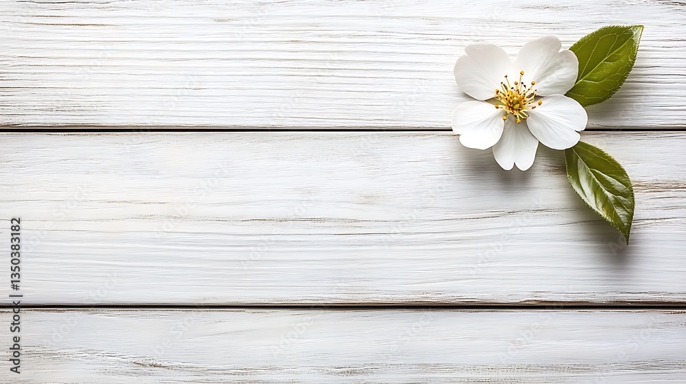 White flower on rustic white wood. White flower on rustic white wood.
