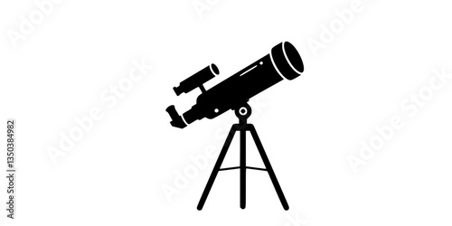 vector illustrations of a telescope silhouette on white background
