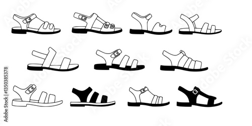 vector illustration of sandals silhouette on white background
