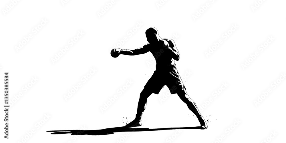 Strong boxing man silhouette vector illustration
Strong boxing man silhouette vector illustration
