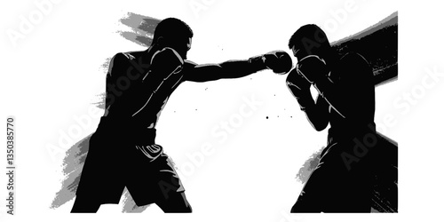 Strong boxing man silhouette vector illustration
