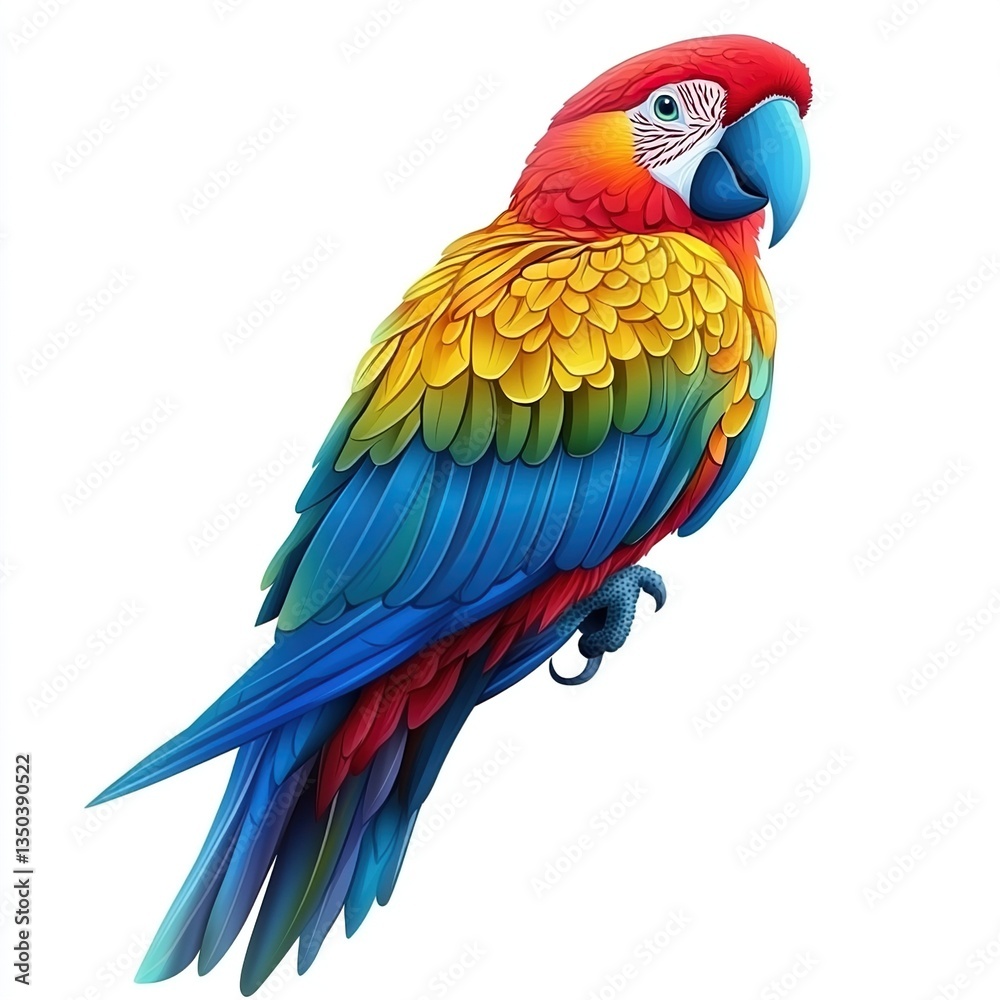 Fototapeta premium Vibrant scarlet macaw parrot perched.