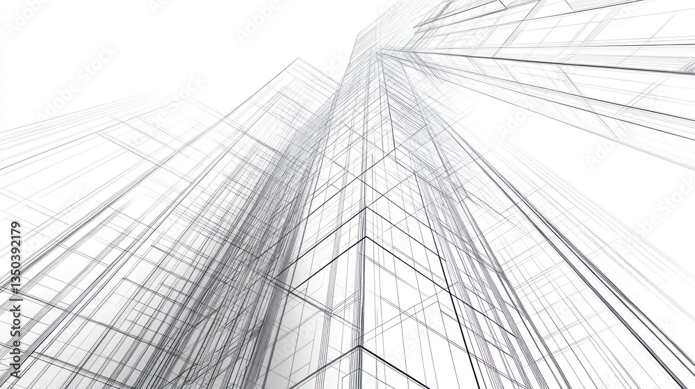 Architectural design of skyscrapers, abstract city view, architectural perspective, digital sketch, use for presentation Architectural design of skyscrapers, abstract city view, architectural perspective, digital sketch, use for presentation