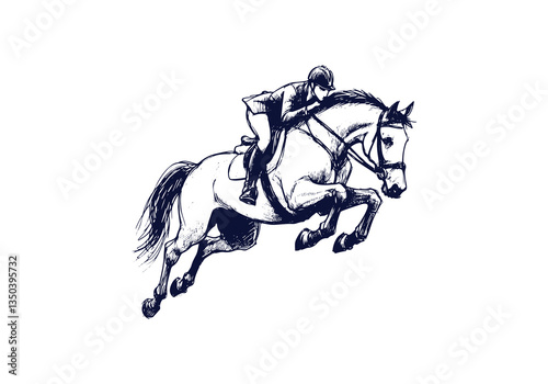 Equestrian hand drawn sketch vector illustration