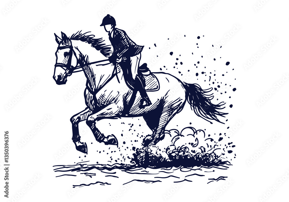 Fototapeta premium Equestrian hand drawn sketch vector illustration