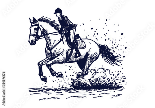 Equestrian hand drawn sketch vector illustration