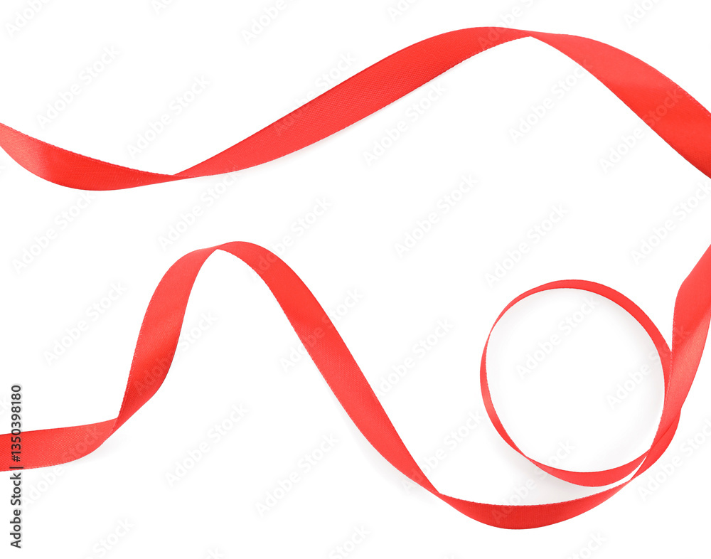 Fototapeta premium Beautiful satin red ribbons isolated on white