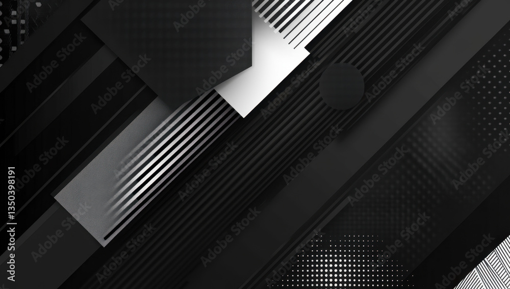 Obraz premium Dark deep black dynamic abstract background with diagonal lines. Modern creative halftone premium gradient. 3d cover of business presentation banner. 