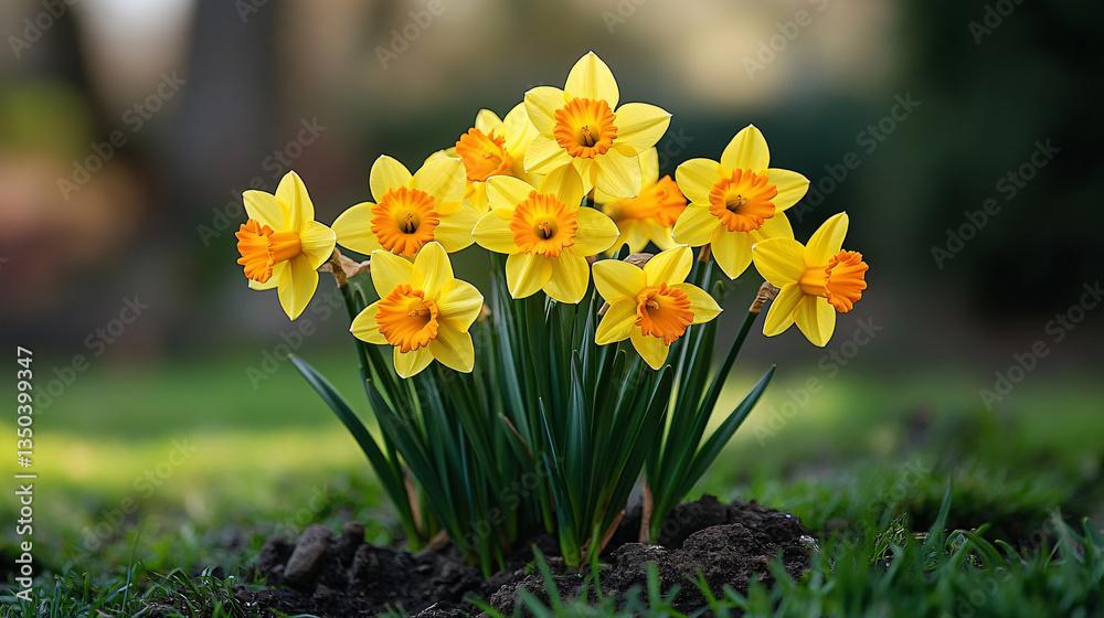Fototapeta premium Daffodils welcome spring with their freshness and vitality.