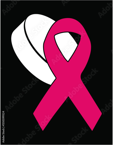Ice Hockey Pink Ribbon Breast Cancer Awareness Sport Lover - printable editable vector art file.