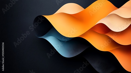 Abstract Orange and Blue Waves on Dark Background