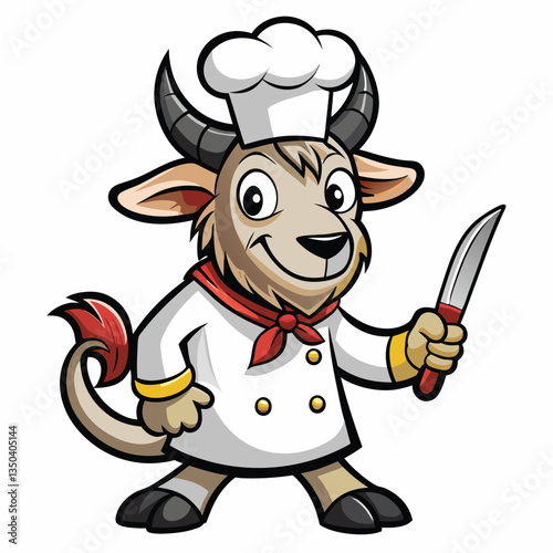 Cute animal chef holding a knife