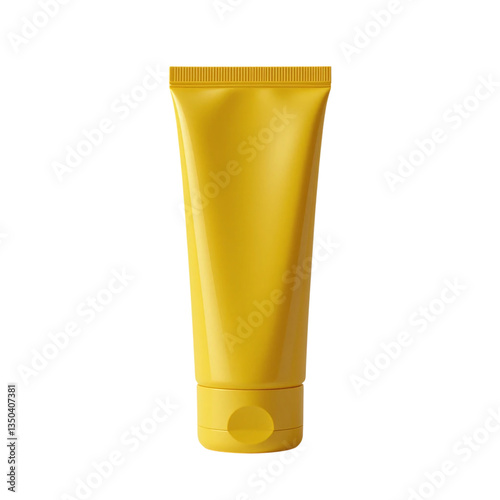 Yellow tube mockup cosmetic cream lotion gel packaging product container beauty skincare isolated background transparent background