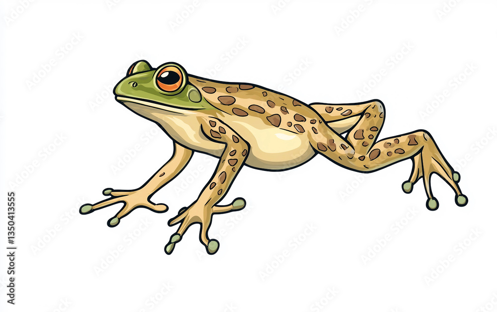 Fototapeta premium Playful Jumping Frog Illustration Isolated on White Background.