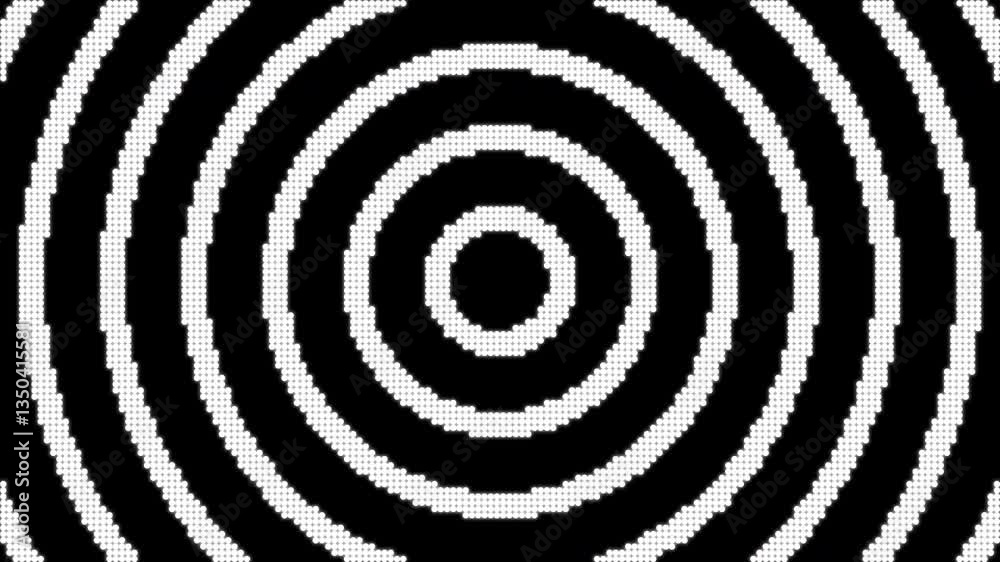 Visual concert concentric circles of small white pearls. Concept: Concert, visuals, vj.