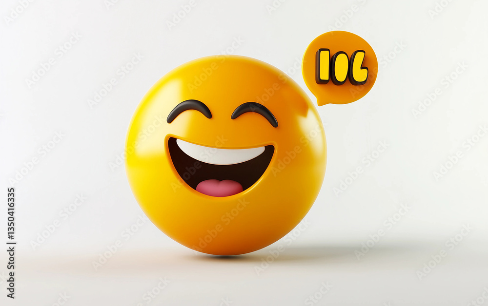 Fototapeta premium Happy Emoji with a Speech Bubble Saying 