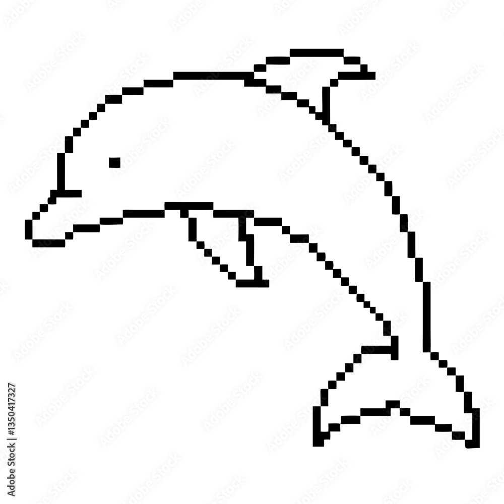 Fototapeta premium A digital illustration of a dolphin in pixel art style
