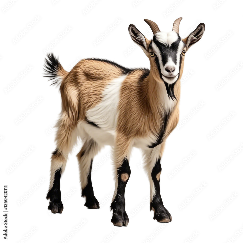 Fototapeta premium A light brown goat on a white or transparent background.