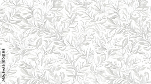 Seamless gray floral pattern; elegant leaves design; white background; textile, wallpaper, website use