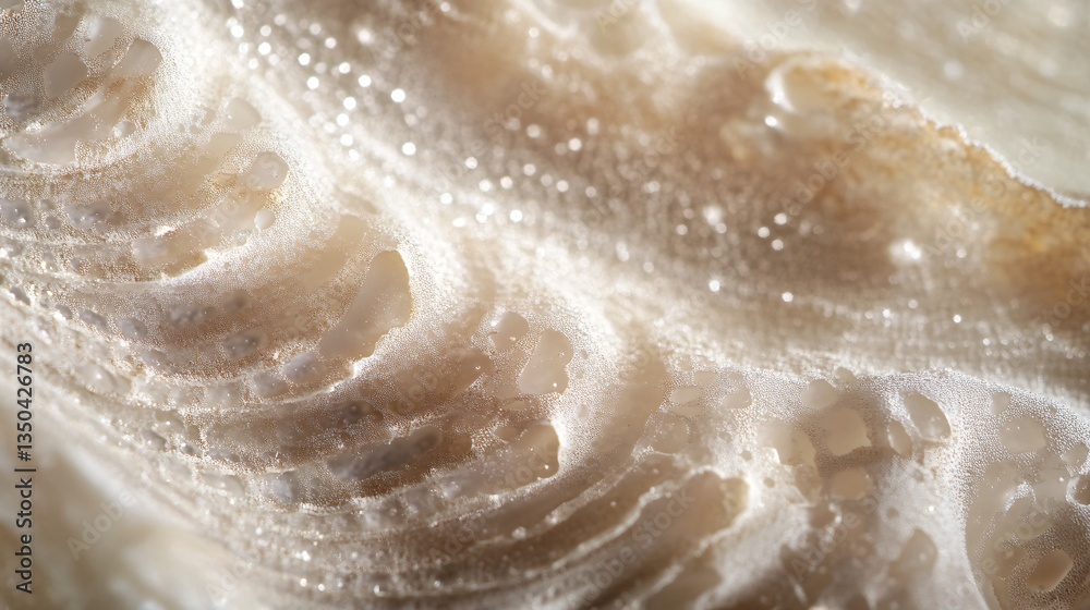 Fototapeta premium Abstract Close Up of Seashell Surface with Wave Like Ridges and Sparkling Light Spots Texture