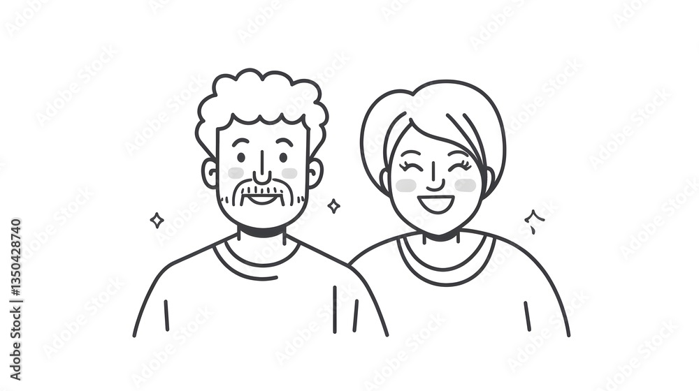 Elderly Couple Line Design Isolated Icon for Projects and Designs Elderly Couple Line Design Isolated Icon for Projects and Designs