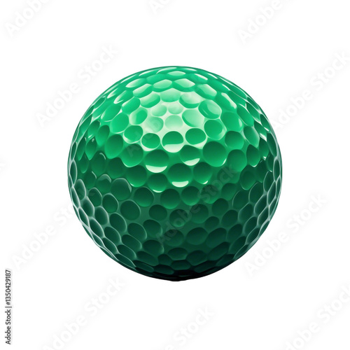 A bright, green golf ball on a white or transparent background.