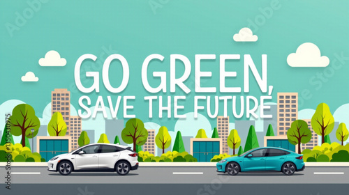 Electric cars city landscape