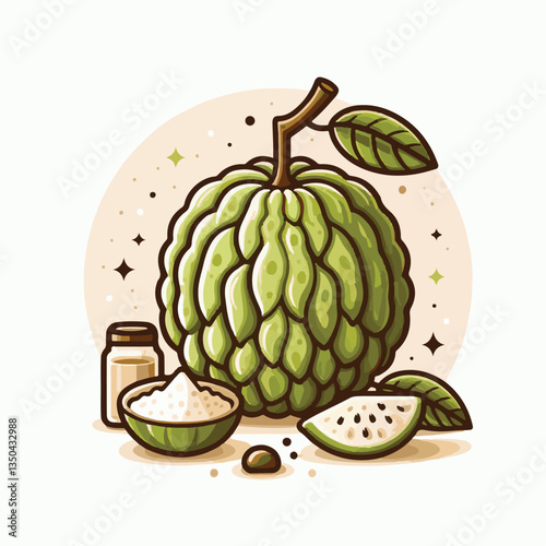 cherimoya, green, fruit, fresh, food, ripe, exotic, sweet, tropical, organic, custard, background, healthy, raw, annona, white, custard apple, delicious, tasty, isolated, dessert, seed, half, chirimoy