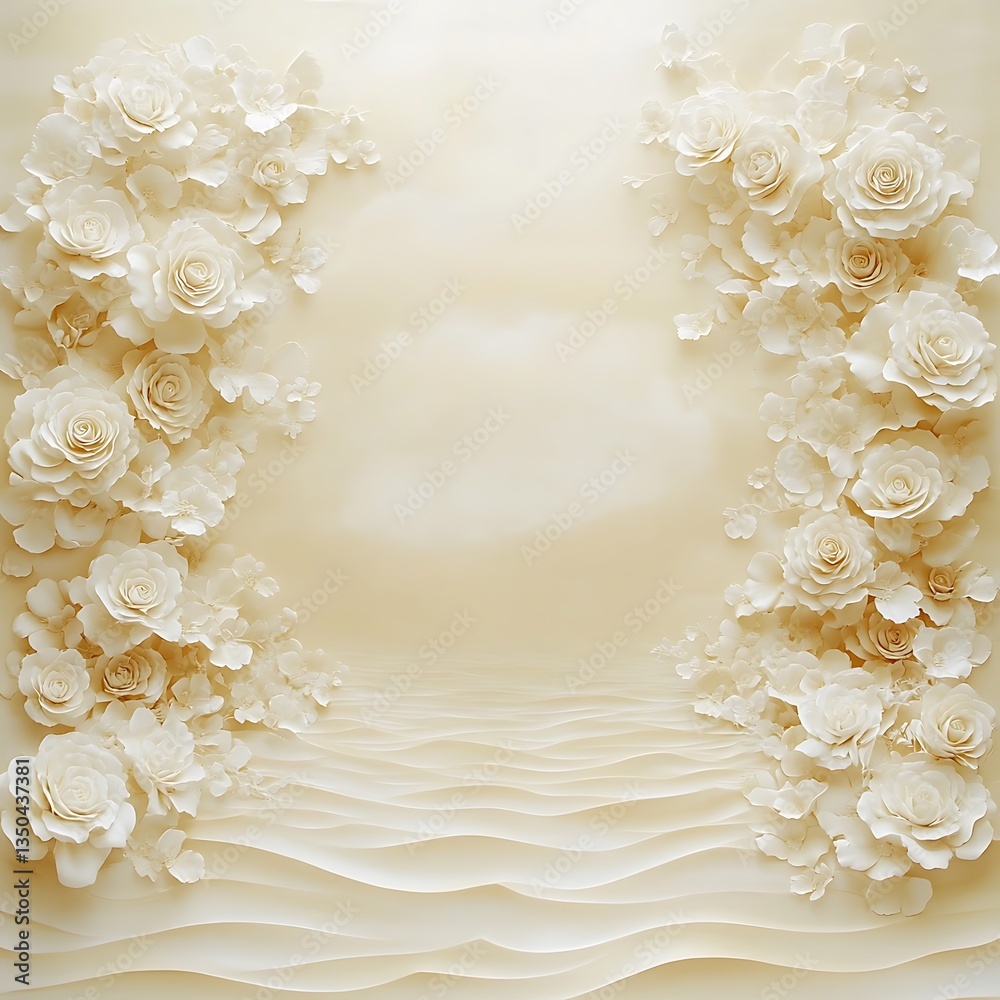 Fototapeta premium Artistic rendition of a rose garden composition with delicate texture design