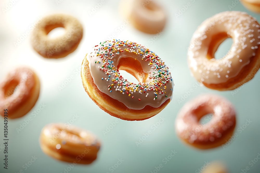 Floating Donuts in Mid-Air Floating Donuts in Mid-Air
