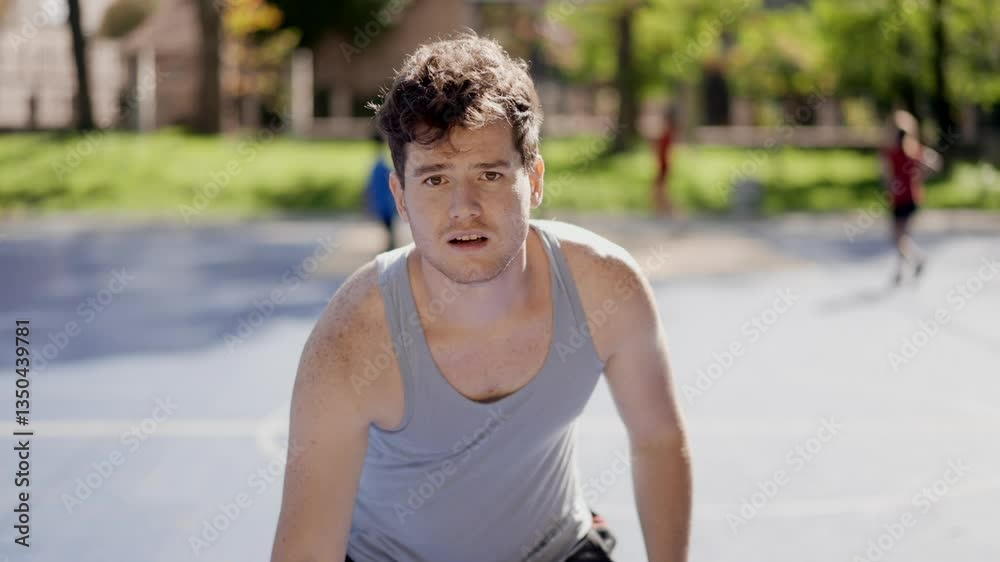 Basketball guy taking rest outdoors portrait. Young man tossing ball from hand to hand at open air stadium closeup. Positive teen posing after cardio training. Satisfied sportsman active lifestyle Basketball guy taking rest outdoors portrait. Young man tossing ball from hand to hand at open air stadium closeup. Positive teen posing after cardio training. Satisfied sportsman active lifestyle