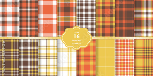 Midnight Charcoal Seamless Tartan with Cream Bisque accents Textile DesignSet of 16