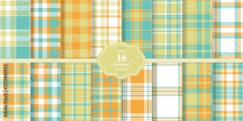 Pale Straw Tartan patterns fabric texture. Modern Traditional Madras Red Seamless TartanSet of 16