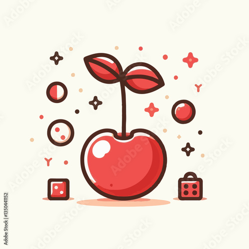 cherry, red, berry, sweet, fruit, cherries, food, juicy, fresh, leaf, organic, illustration, isolated, background, vector, summer, natural, nature, delicious, cute, art, green, set, design, ripe, dess