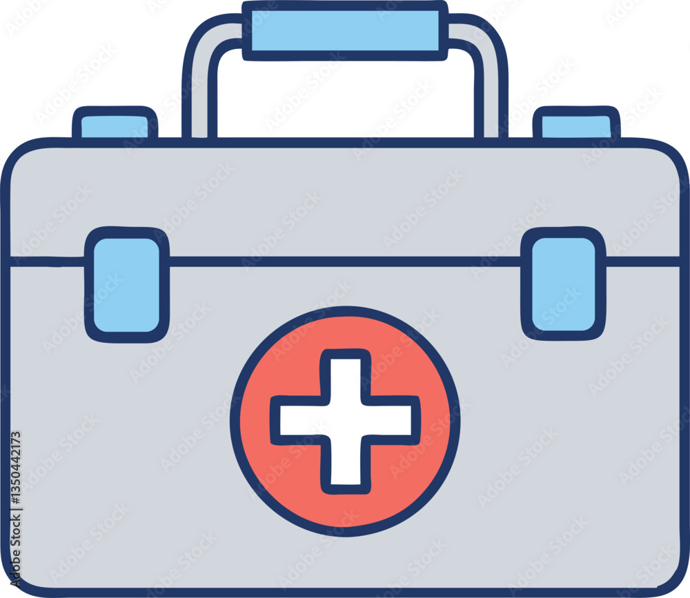 Obraz premium Medical First Aid Box Case Kit – Stock Illustration of Emergency Health Supplies