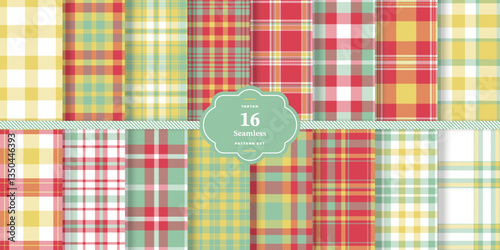 Cream Bisque and Autumn Rust Seamless Tartan Textile DesignSet of 16