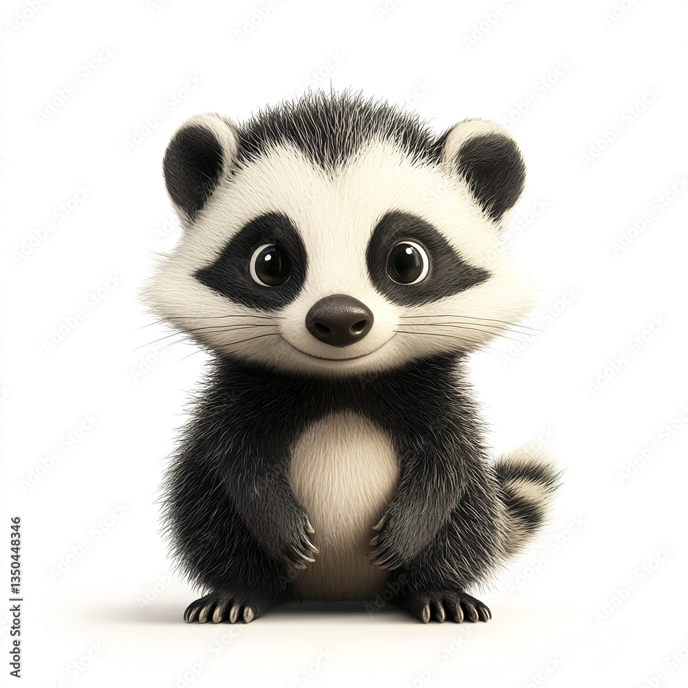 Fototapeta premium cute cartoon badger with fluffy striped face
