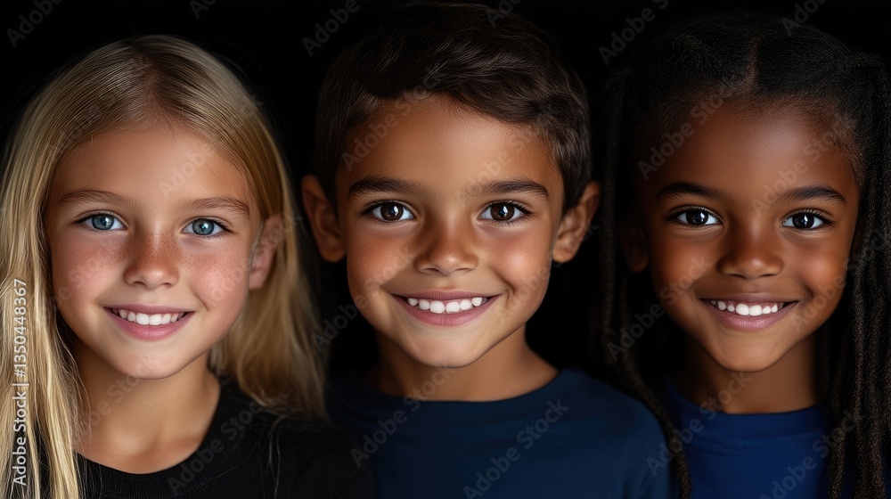 Diverse children smiling, close-up portrait Diverse children smiling, close-up portrait