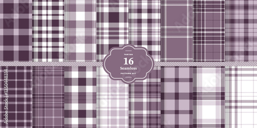 Modern Seamless Tartan featuring Cream Bisque and Rustic Auburn Textile DesignSet of 16