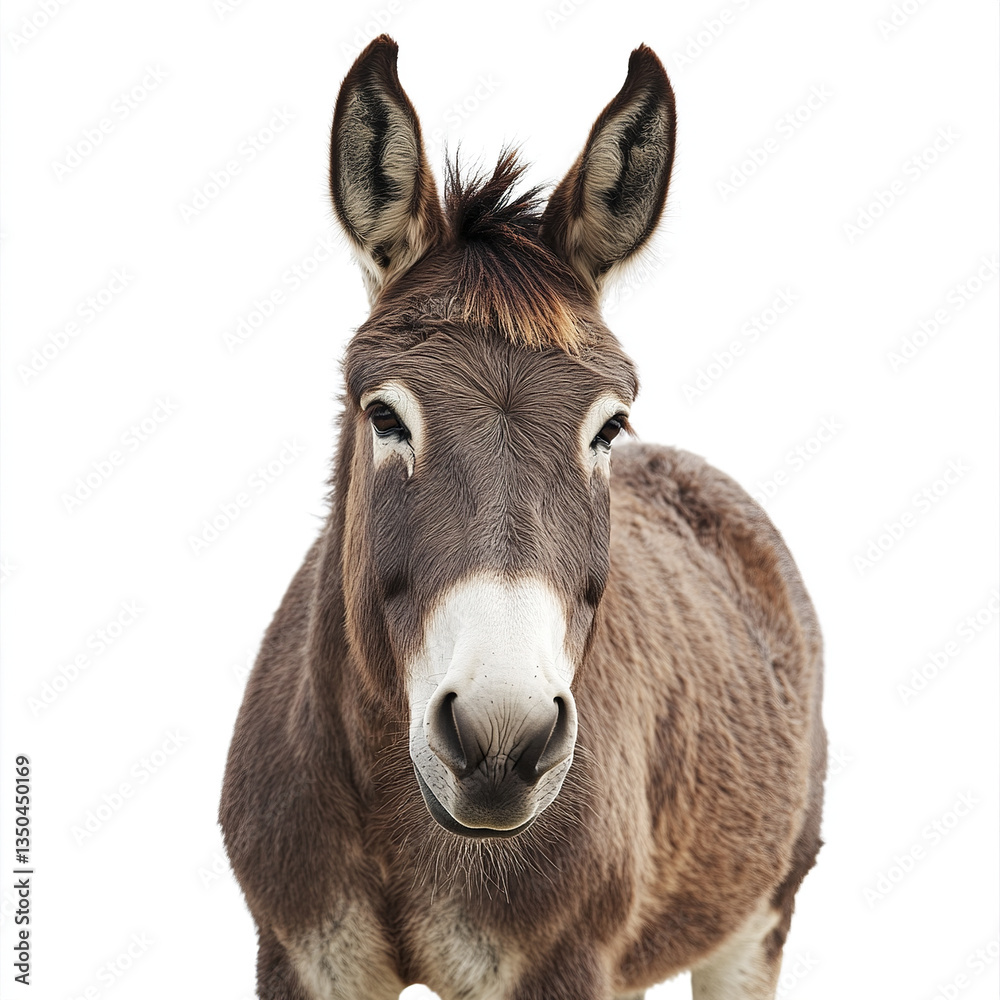 Fototapeta premium Donkey isolated on white background, looking forward