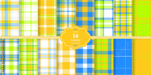 Modern Seamless Tartan featuring Soft Vanilla and Cream Bisque Textile DesignSet of 16